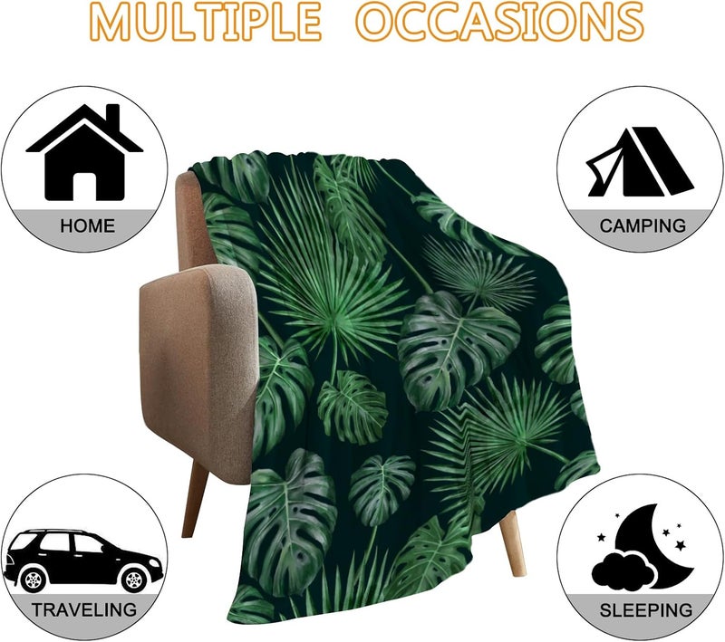 YeeJu Tropical Large Throw Blanket Green Plant Leaf Blanket Throw Blanket for Couch Sofa Bed Soft Cozy Fuzzy Plush Fleece Blankets and Throws Spring Summer Decorative Gift Blanket 50x70 - Image 4